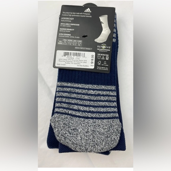 Adidas 5-Star Team Crew Socks Navy Medium 6.5-9 - Picture 3 of 6